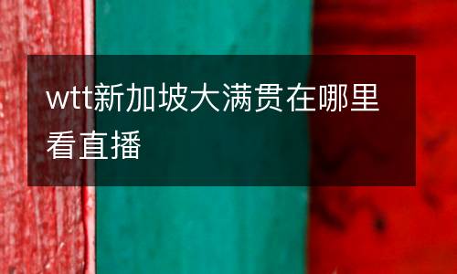 wtt新加坡大滿(mǎn)貫在哪里看直播